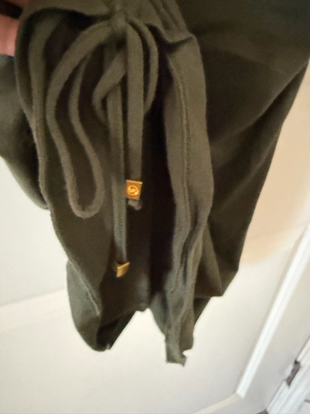 Michael Kors Olive Ruched Long Sleeve Dress M - Picture 4 of 6